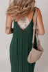 Duffel Green Spaghetti Straps Pocketed Slouchy Maxi Dress